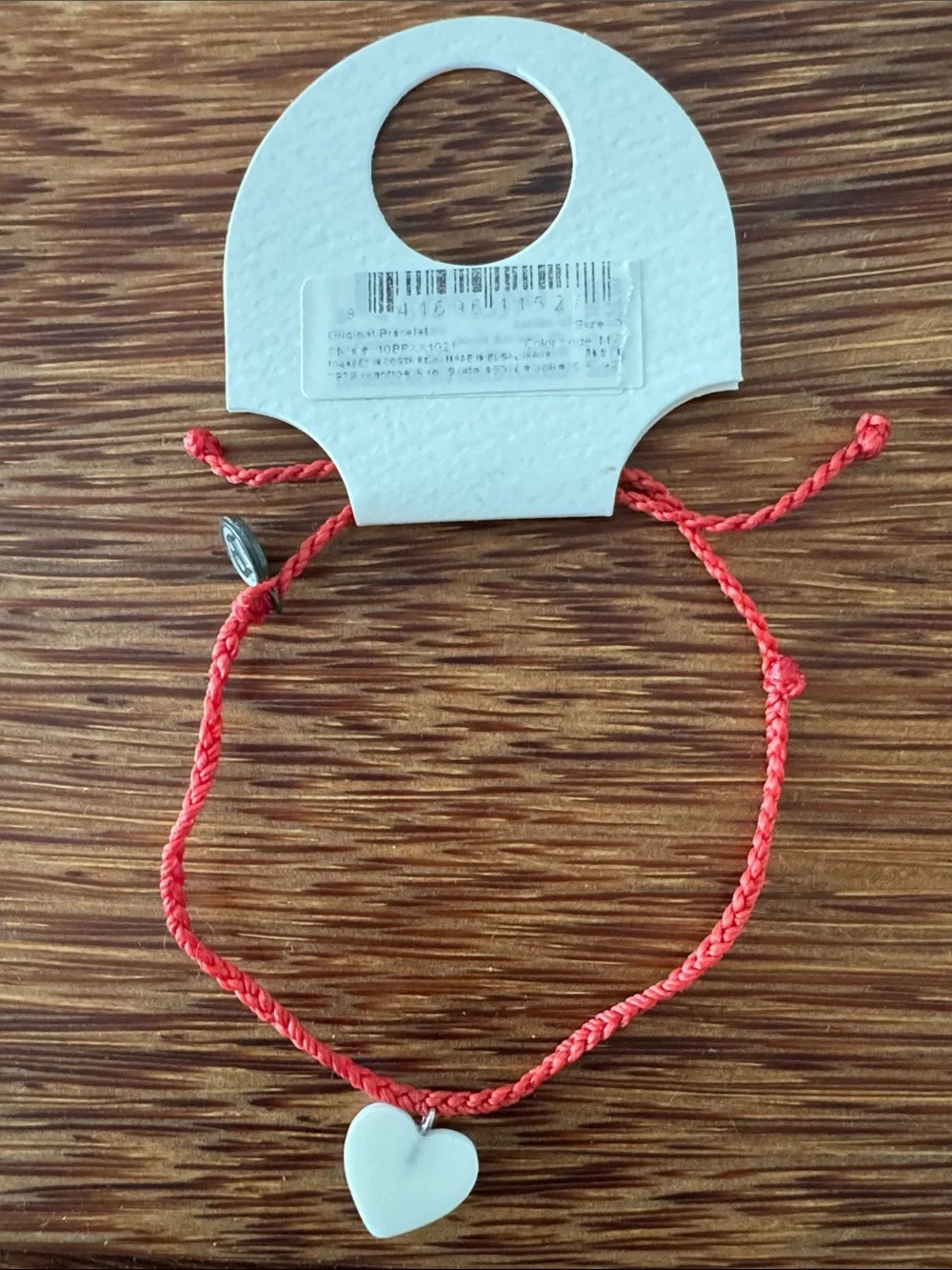 Pura Vida Coral Braided Kids Bracelet with White Rainbow Heart Charm